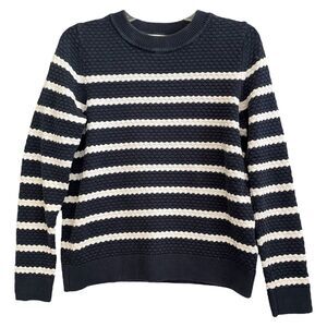 Esprit Preppy Striped Sweater Womens L Nautical Bobble Textured Crew Pullover